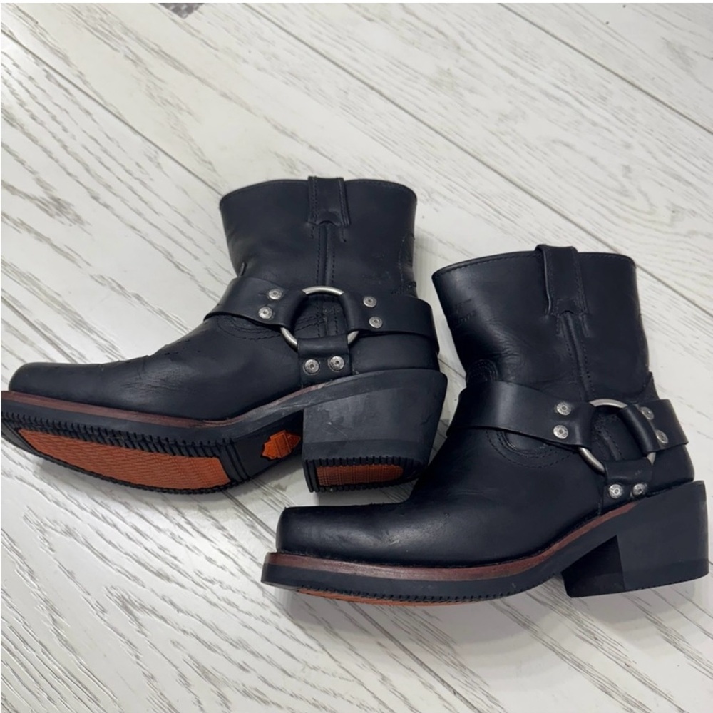 Harley-Davidson Black Leather Harness Moto Boots - Picture 3 of 9